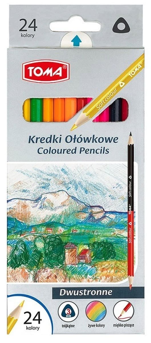 Kredki ołówkowe dwustronne 24 kolory