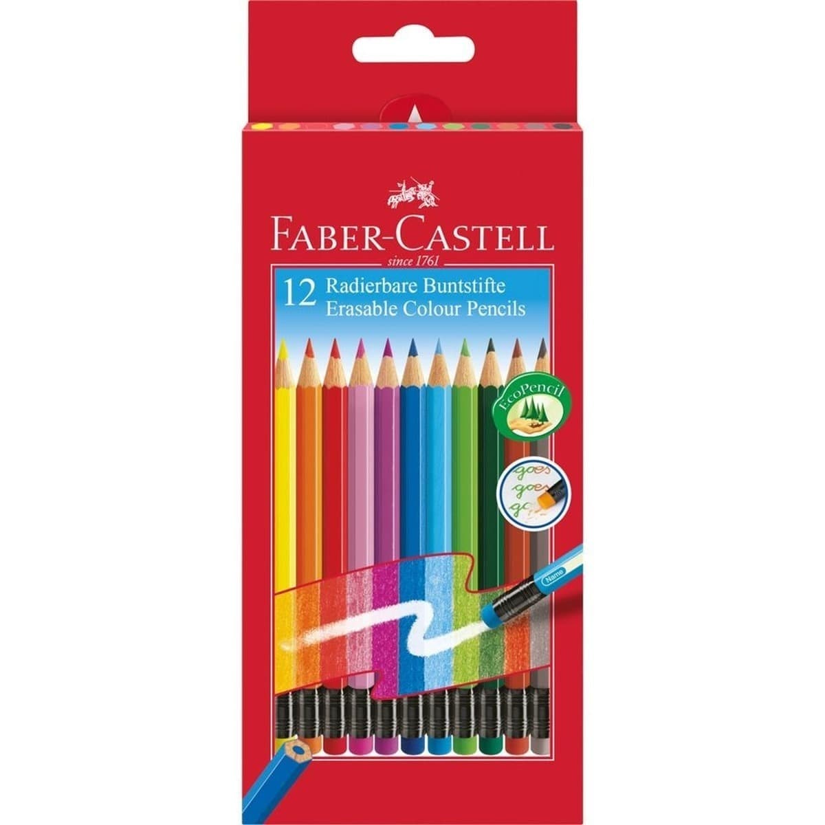 Kredki Ołówkowe Faber-Castell z Gumką 12 Kolorów