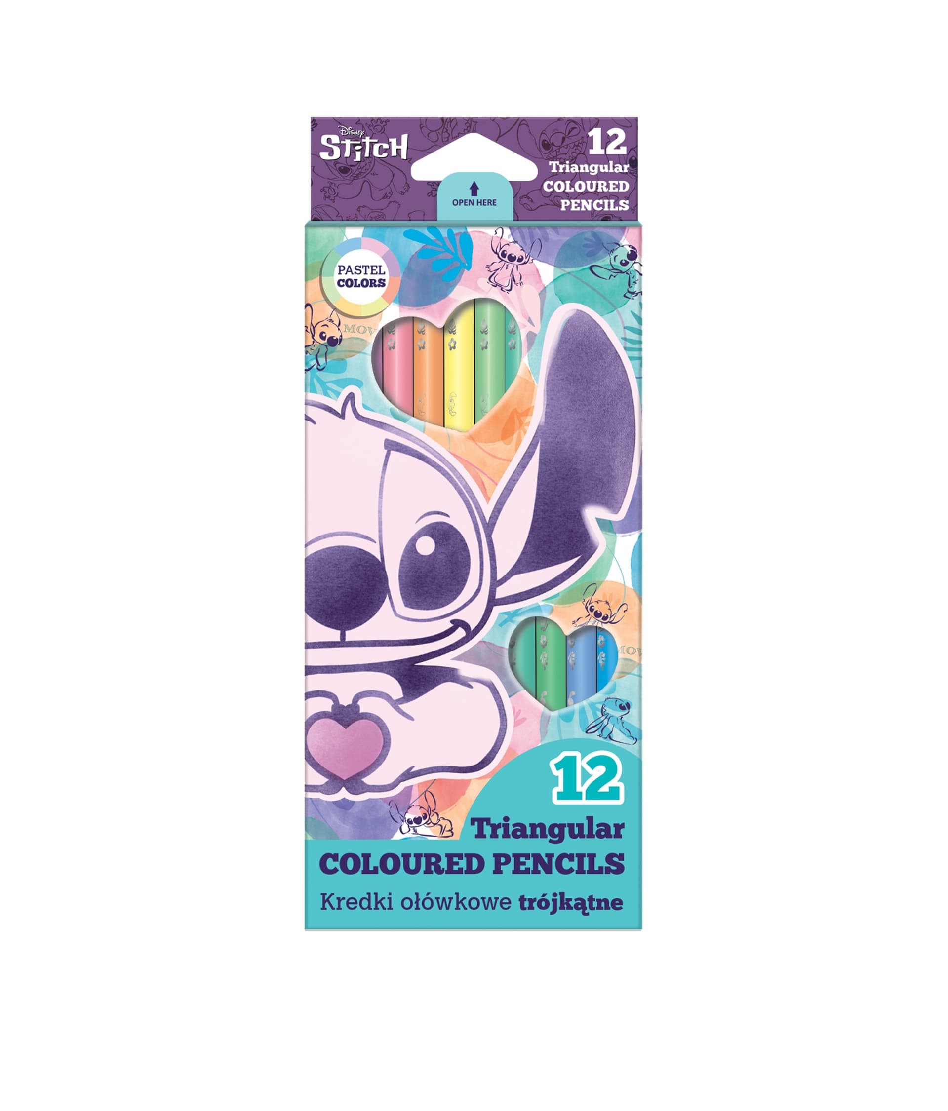Kredki ołówkowe Stitch pastelowe 12 kolorów