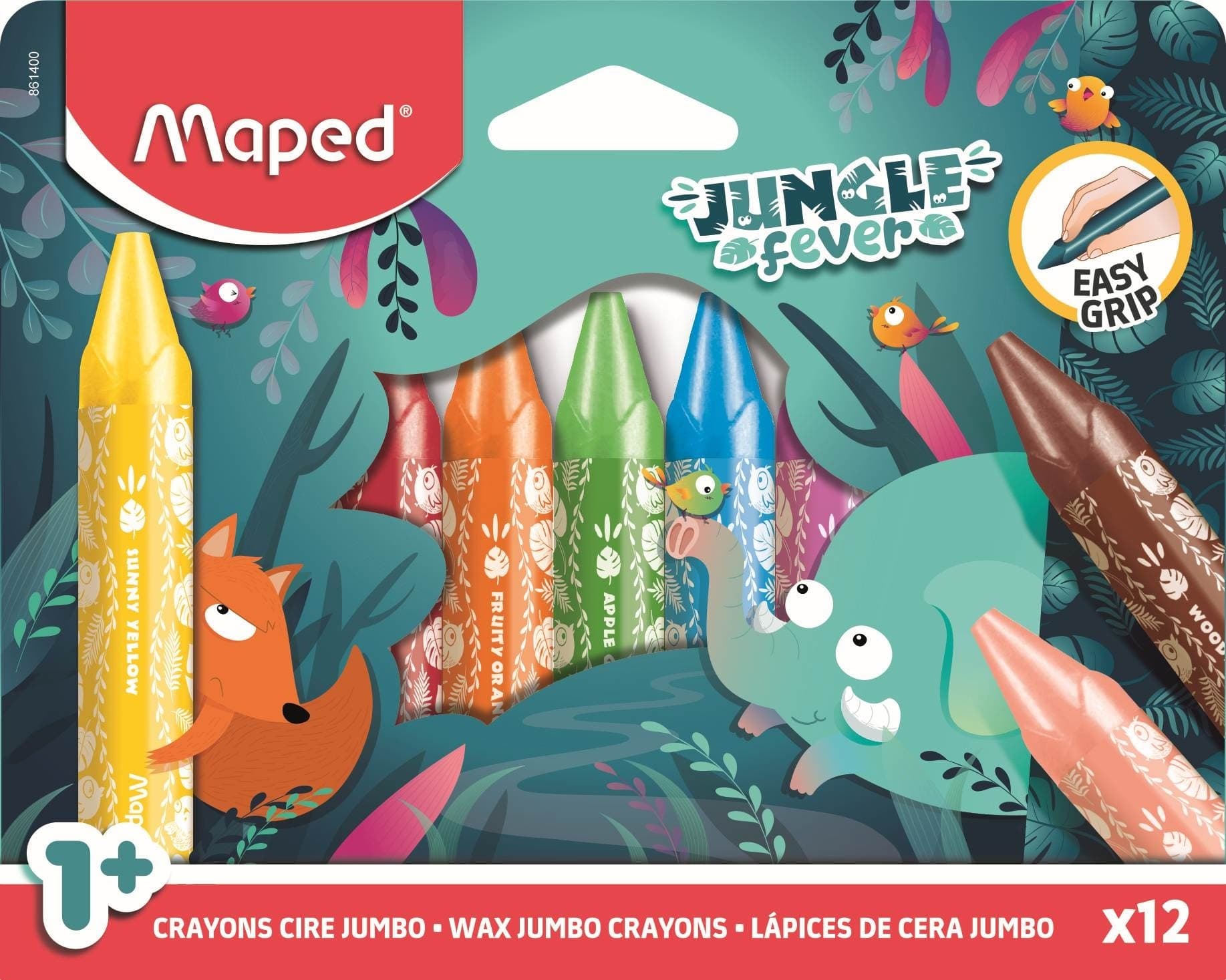 Kredki świecowe Jungle Fever Jumbo 12 kolorów