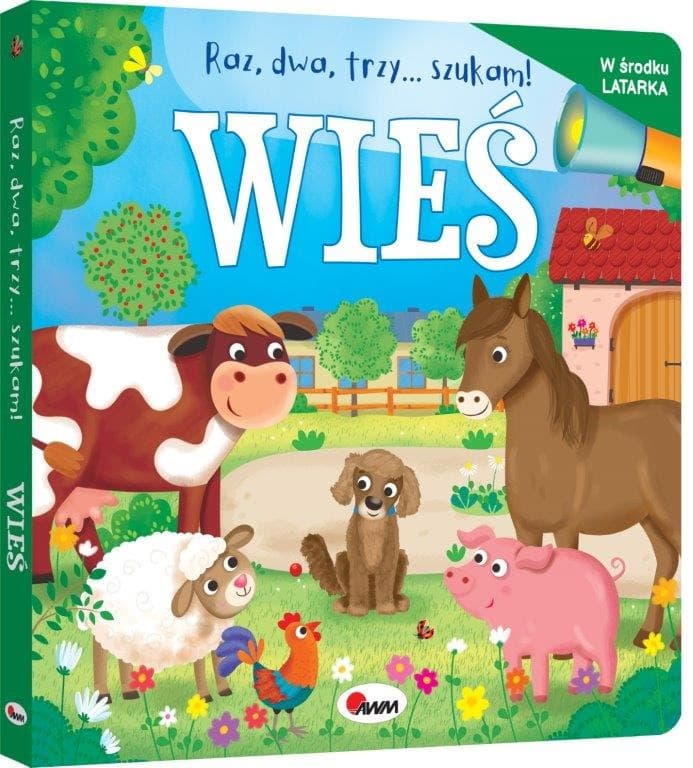 Książeczka edukacyjna z latarką AWM Wieś: Raz, dwa, trzy... szukam!