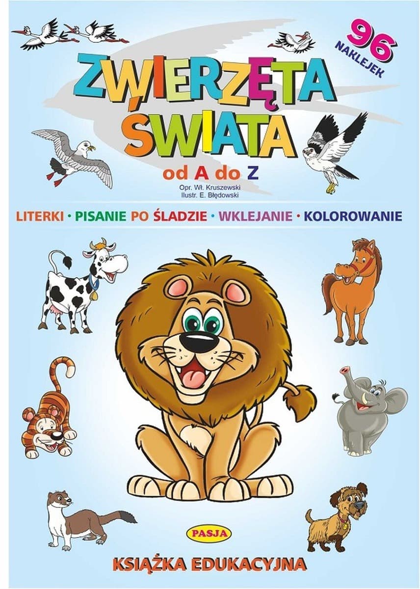 Książka Zwierzęta Świata od A do Z edukacyjna z naklejkami dla dzieci