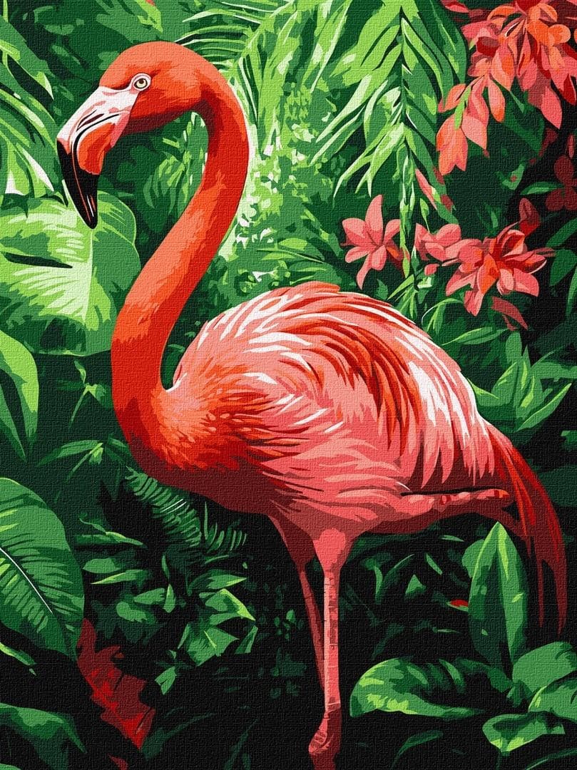 Malowanie po numerach IDEYKA 40x50 cm Flamingi w Tropikach