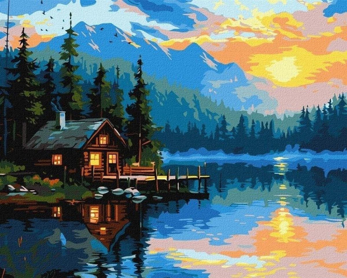 Malowanie po numerach Zachód słońca nad morzem 40x50 cm