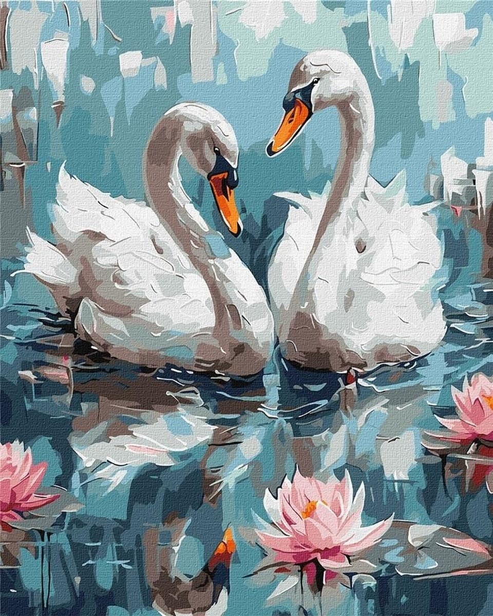 Malowanie po numerach Zakochane Łabędzie 40x50 cm