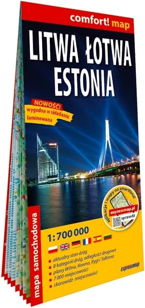 Mapa samochodowa Litwy, Łotwy, Estonii 1:700 000 laminowana 2026