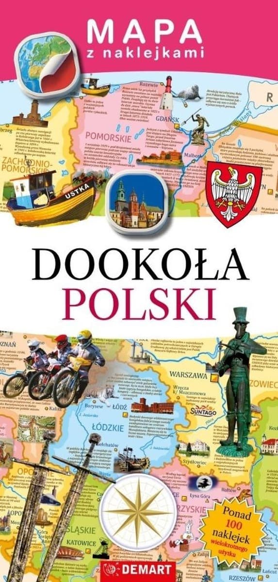 Mapa z naklejkami Dookoła Polski