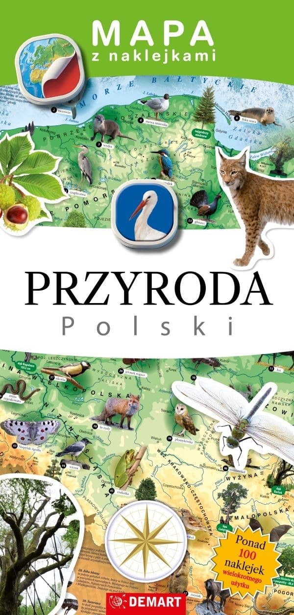 Mapa z Naklejkami Przyroda Polski