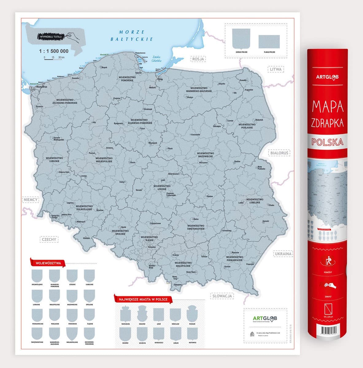 Mapa zdrapka Polska 1:1 500 000 Młodego Odkrywcy