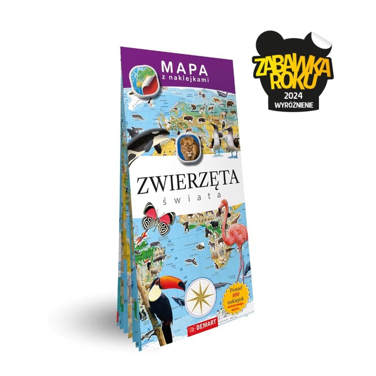 Mapy Zwierzęta świata z naklejkami
