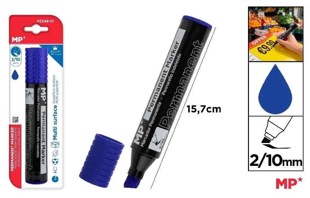 Marker permanentny z płaską końcówką 2/10 mm czerwony 1 sztuka blister