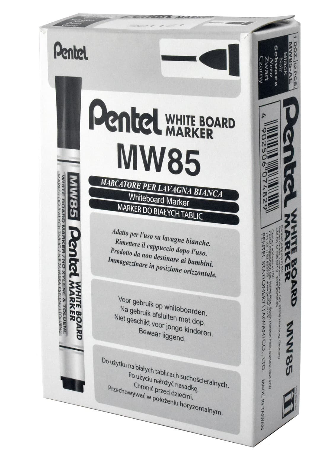 Marker suchościeralny ekonomiczny PENTEL MW85 czarny 12 szt.