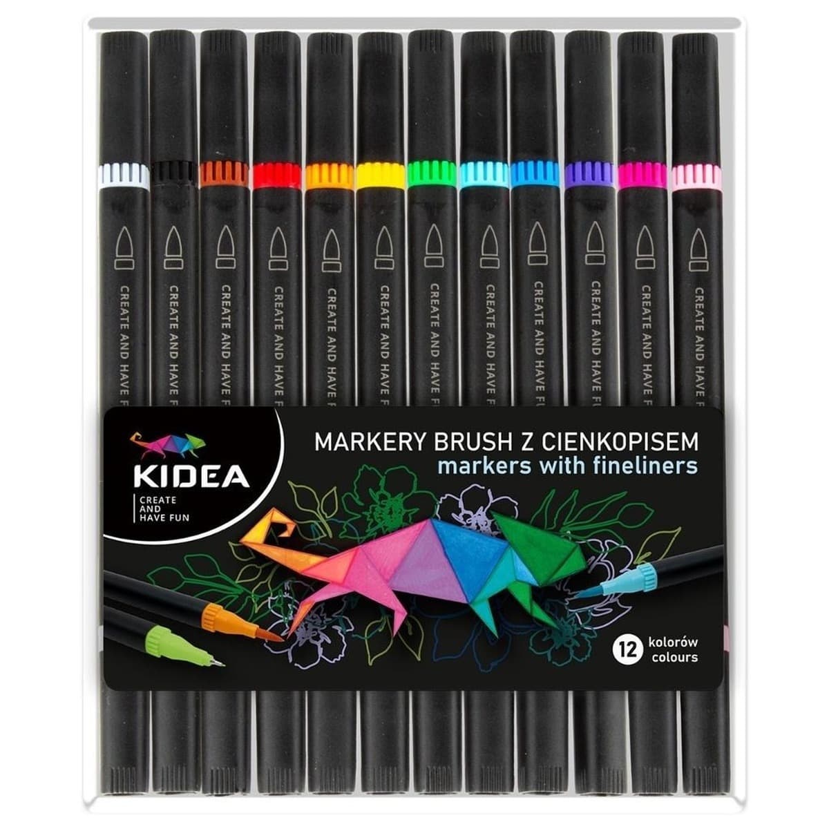 Markery Brush z Cienkopisem Kidea 12 Kolorów