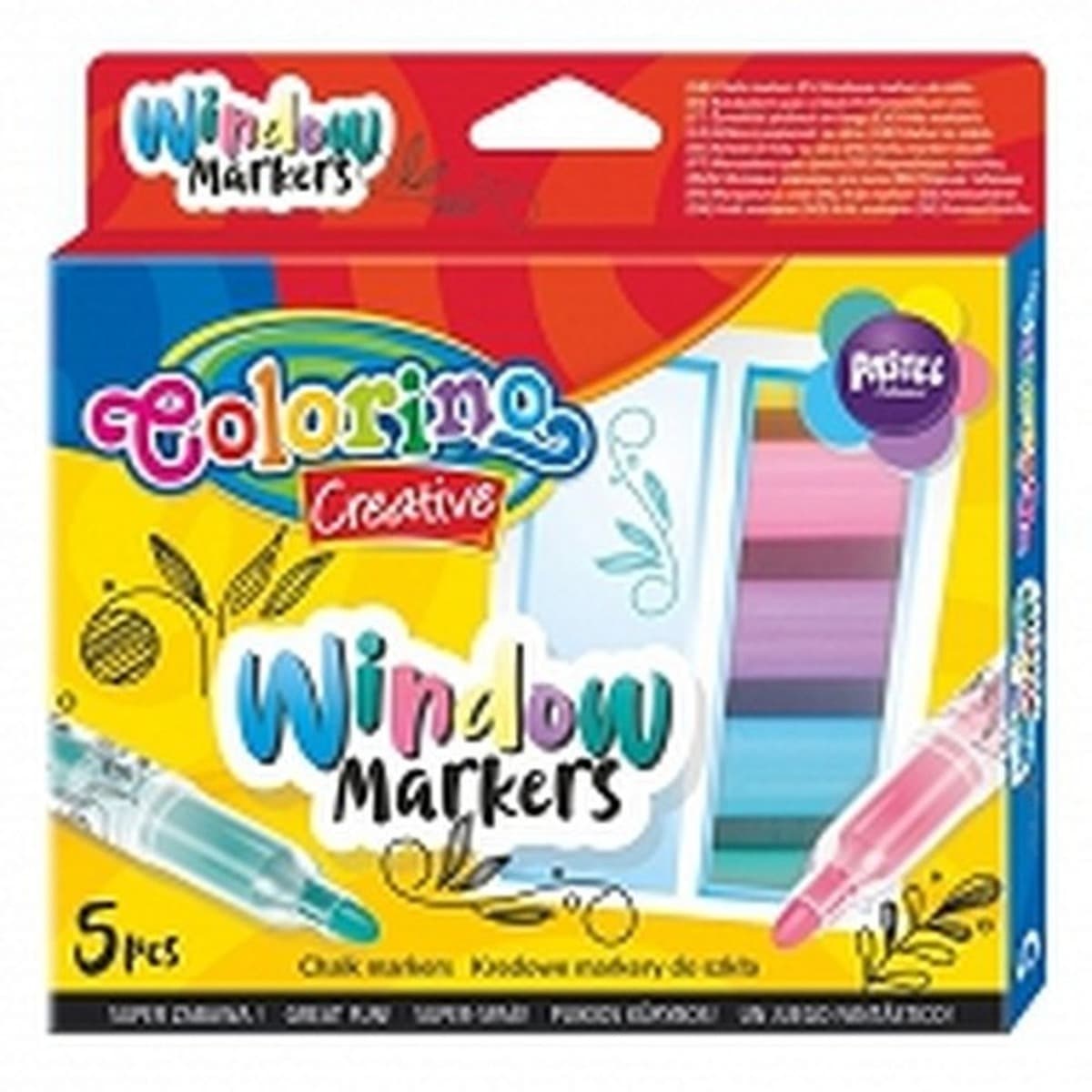Markery kredowe Colorino Kids do malowania po szkle 5 sztuk