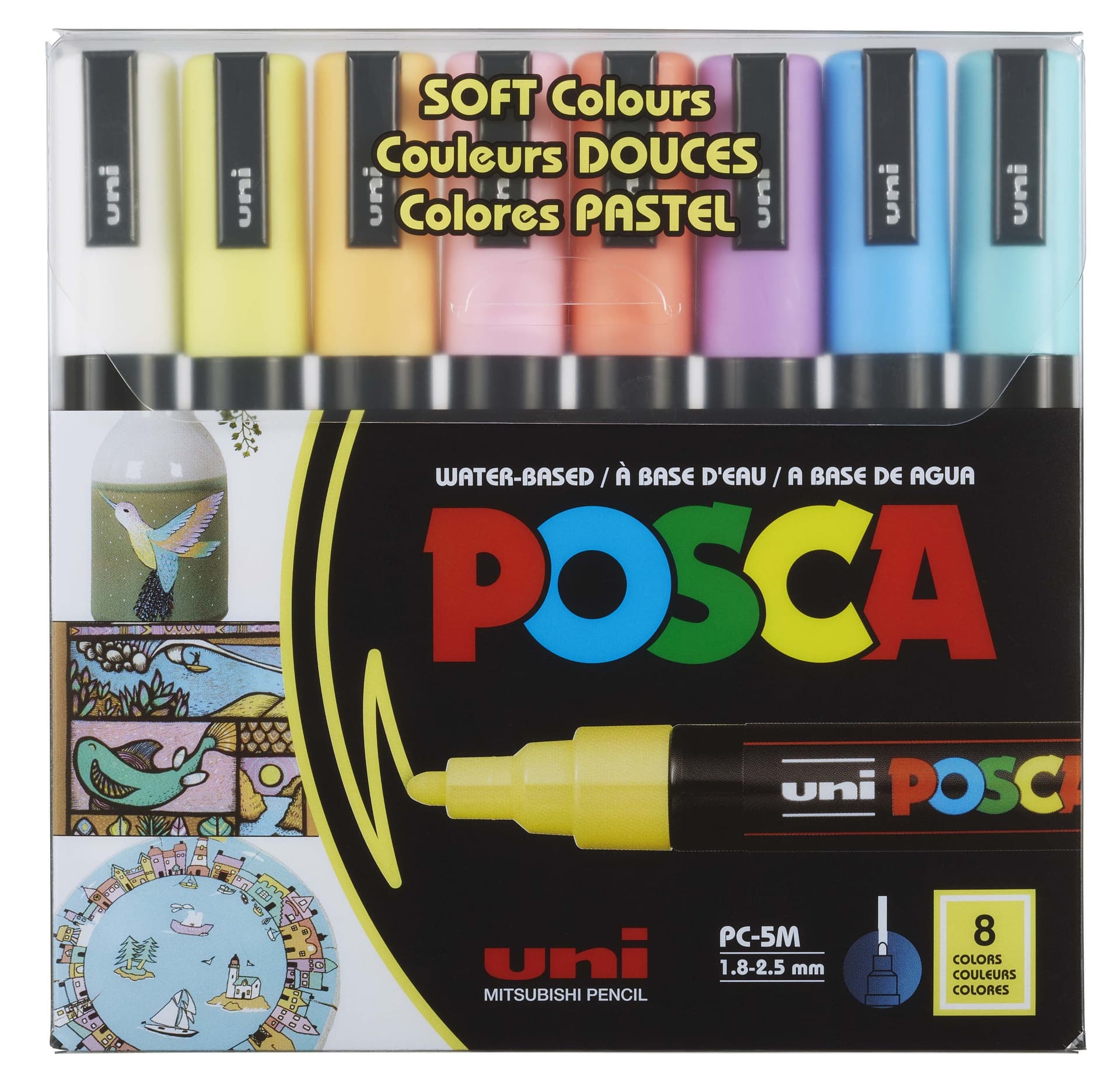 Markery pastelowe PC-5M Soft 8 kolorów POSCA UNI