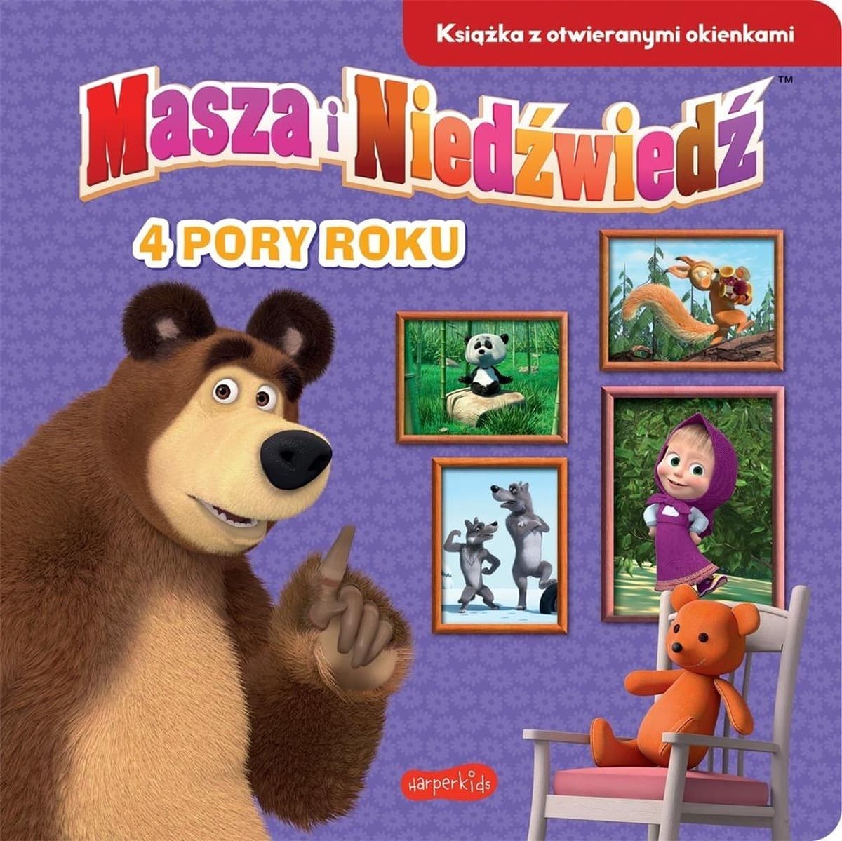 Masza i Niedźwiedź Książka z otwieranymi okienkami na 4 pory roku