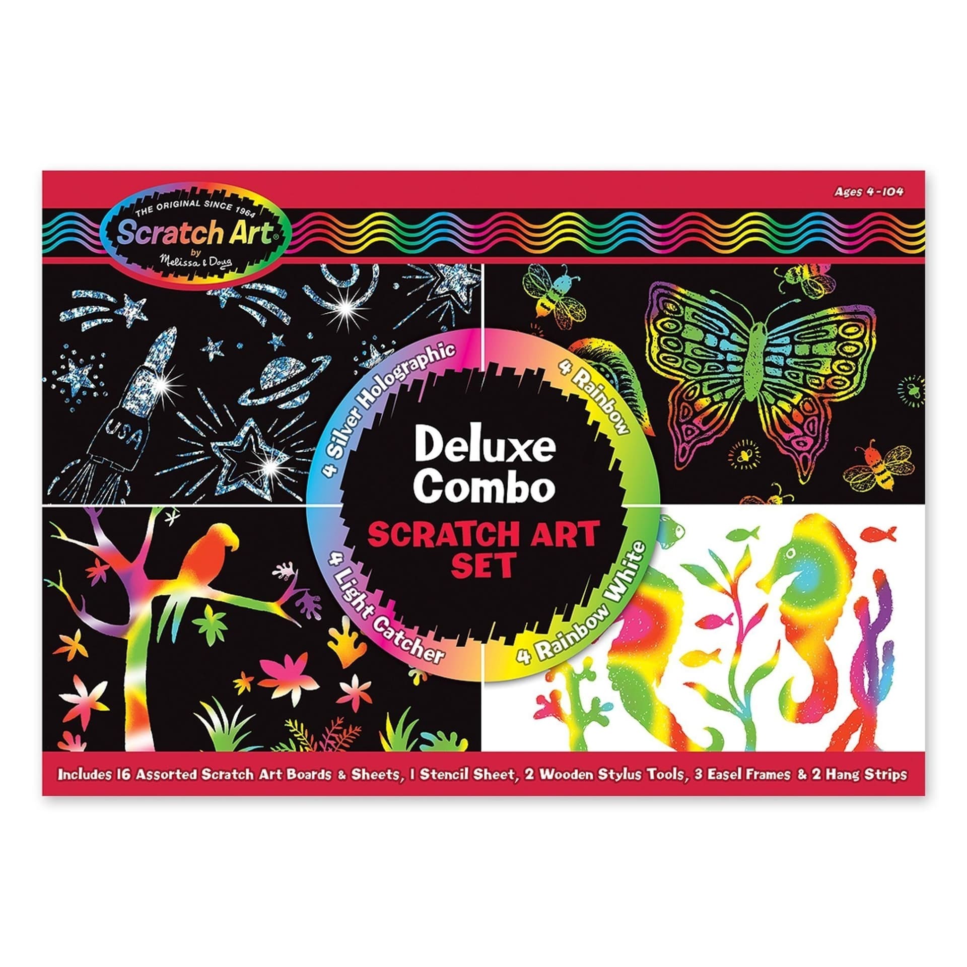 Melissa & Doug Zestaw do zdrapywania holograficznego Deluxe - kreatywna zabawa dla dzieci