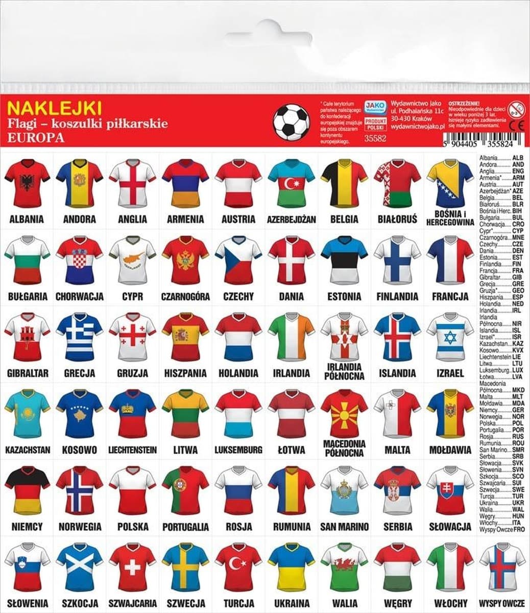 Naklejki Flagi Koszulki Piłkarskie Europa