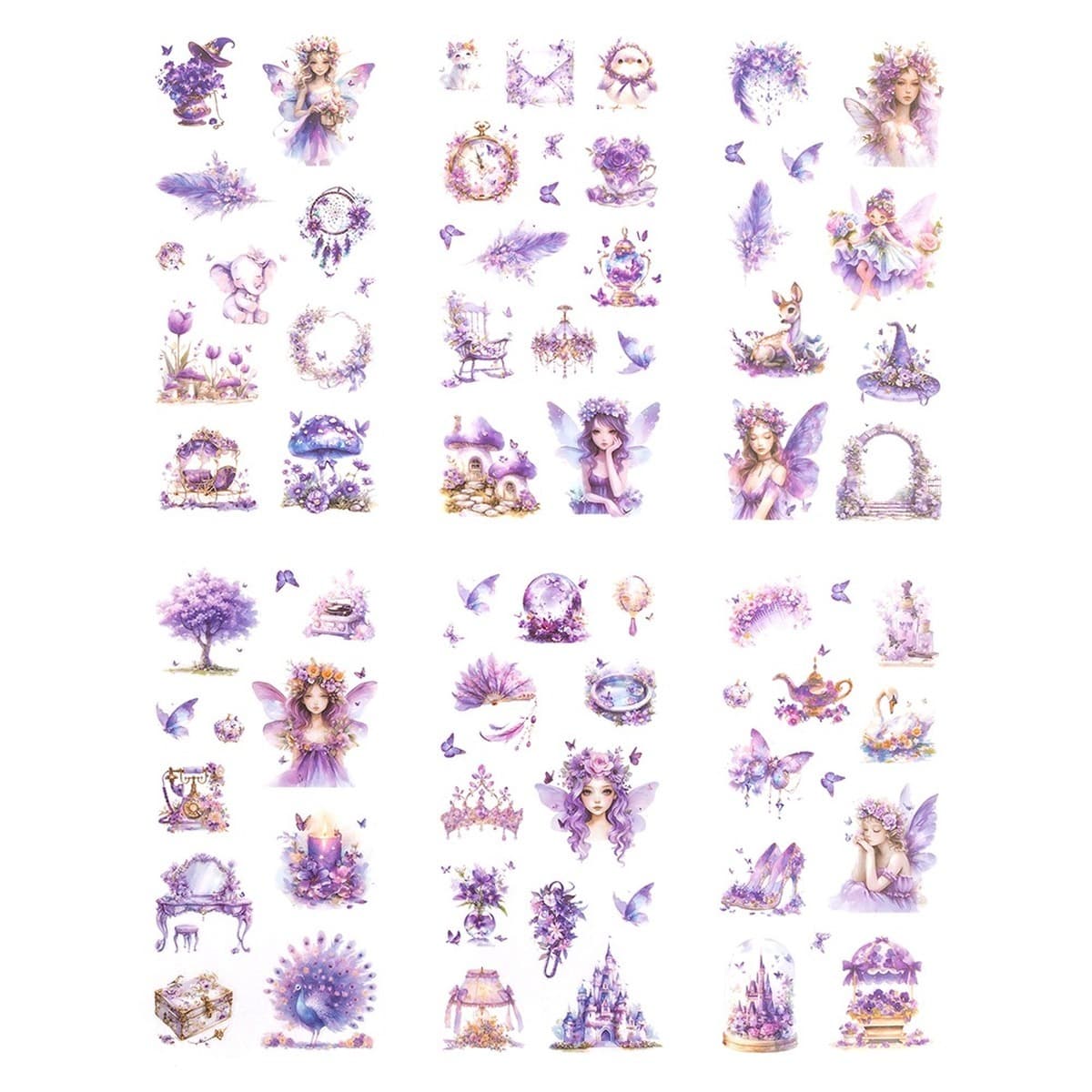 Naklejki Wróżki Amethyst PET 6 arkuszy