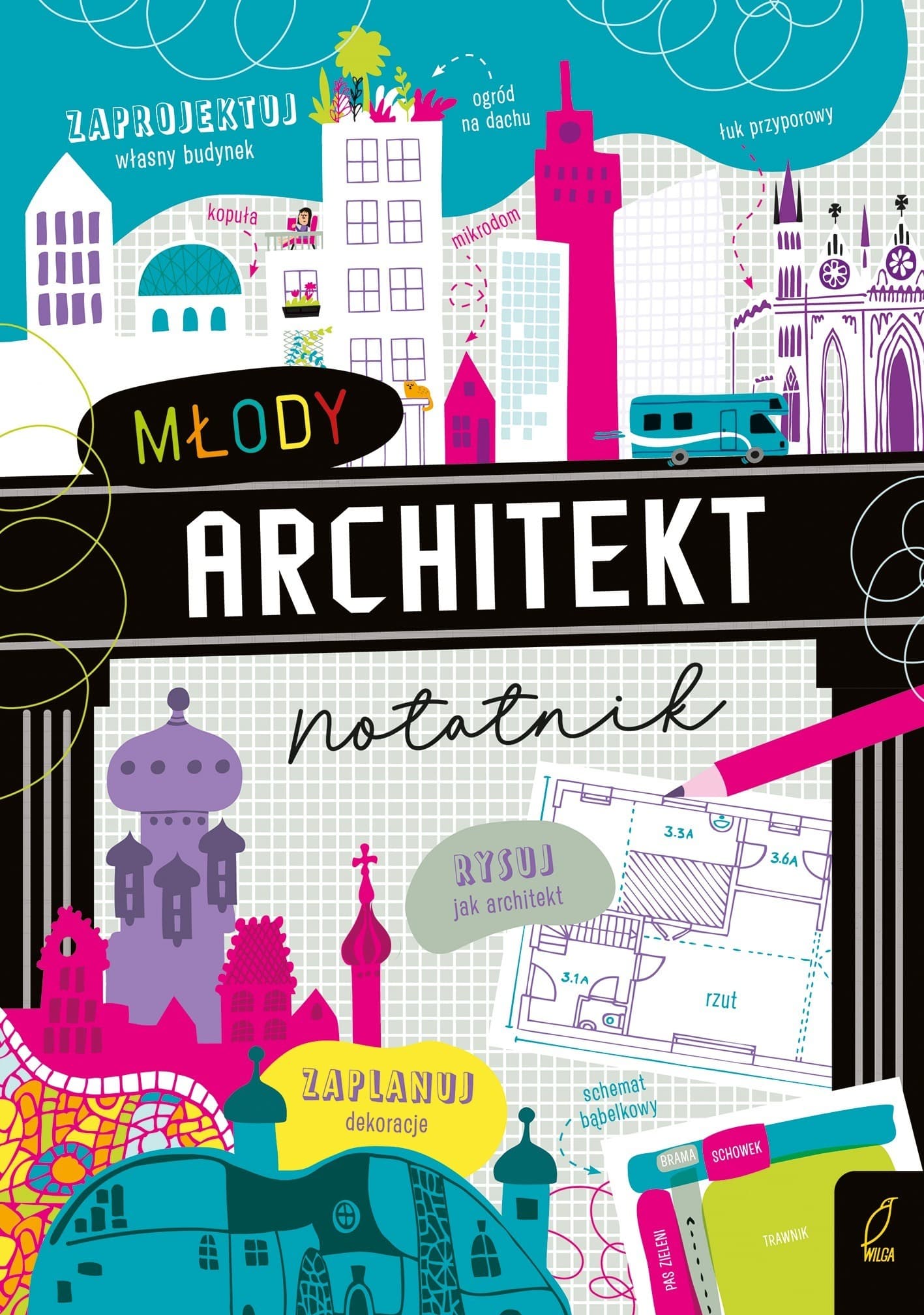 Notatnik dla młodych architektów z zadaniami i łamigłówkami