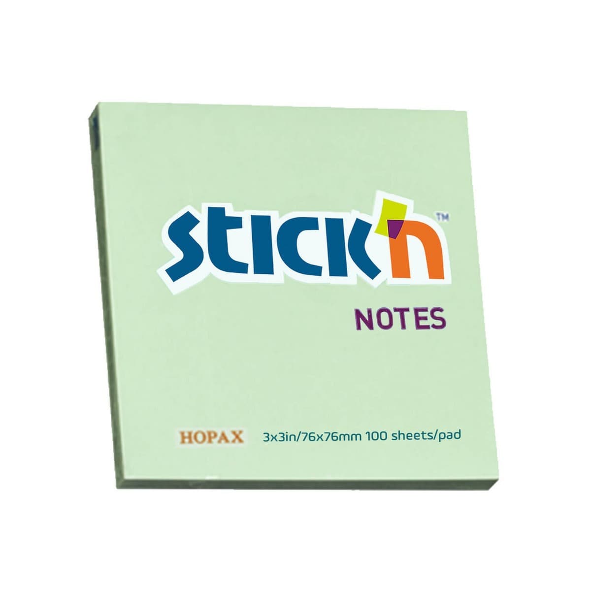 Notes samoprzylepny 76x76 mm zielony pastelowy STICKN 100 kartek