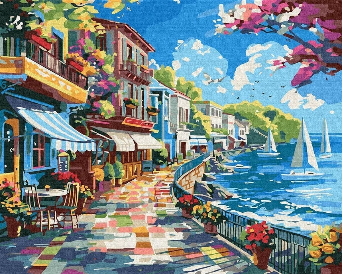 Obraz do malowania po numerach Miasto nad oceanem 40x50 cm