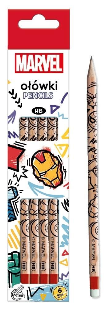 Ołówek z gumką Avengers 6 sztuk HB