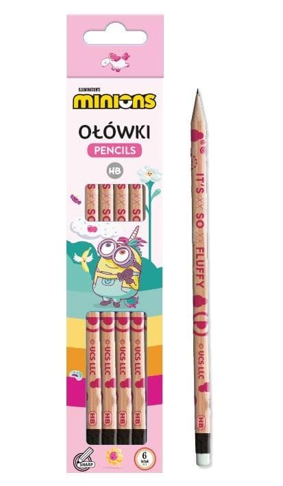 Ołówek z gumką Minionki 6 sztuk HB