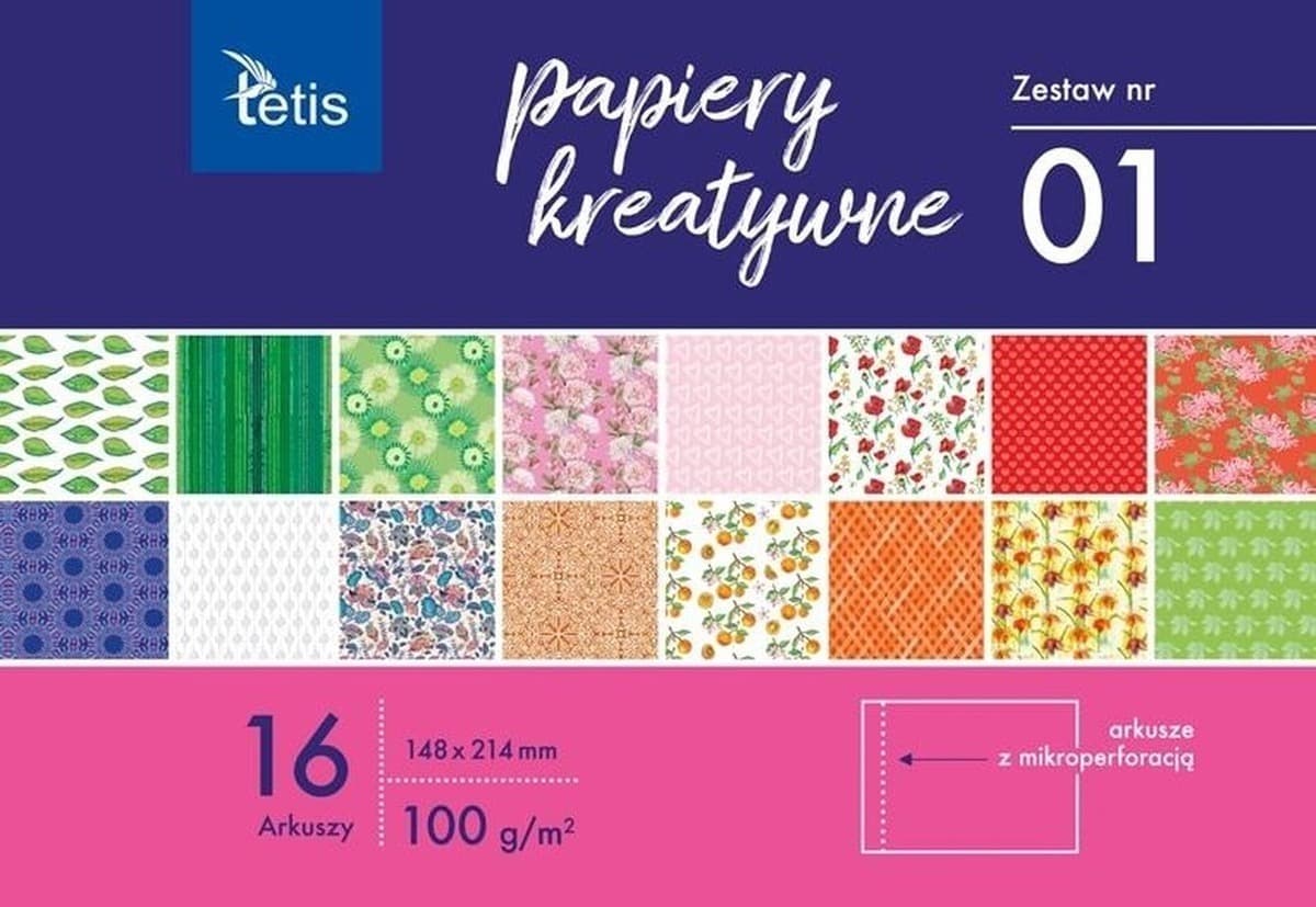 Papiery kreatywne A5, zestaw 1, 16 arkuszy