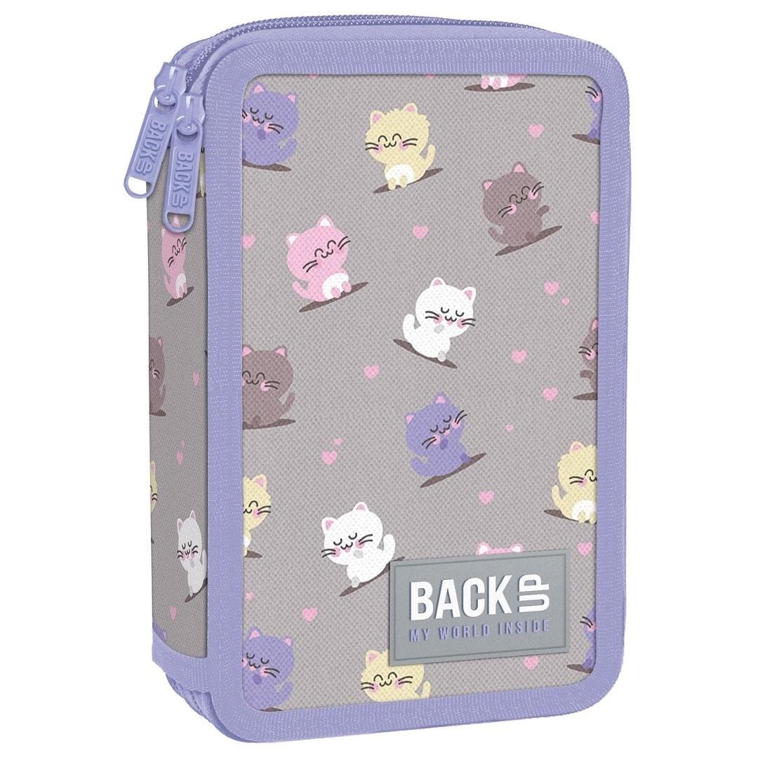 Piórnik dwukomorowy z wyposażeniem Kotki Kawaii 20 x 13 x 5 cm