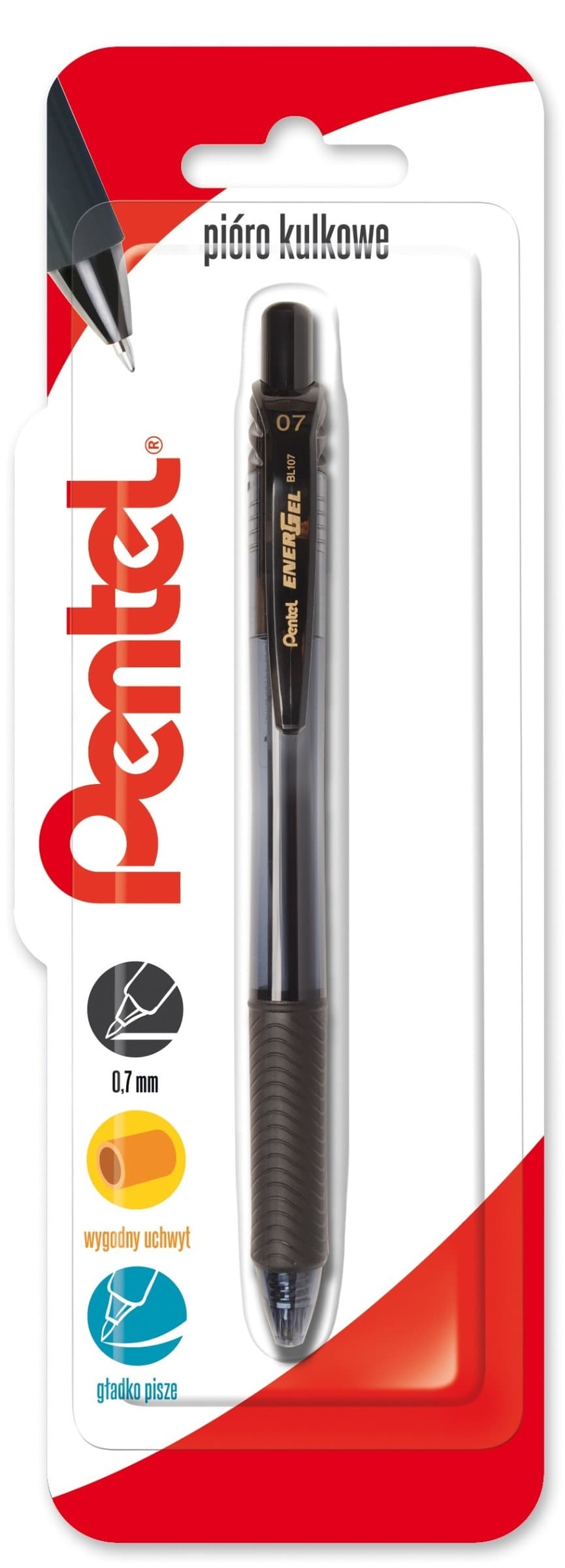 Pióro kulkowe Pentel EnerGel BL107 0,7 mm czarny tusz żelowy