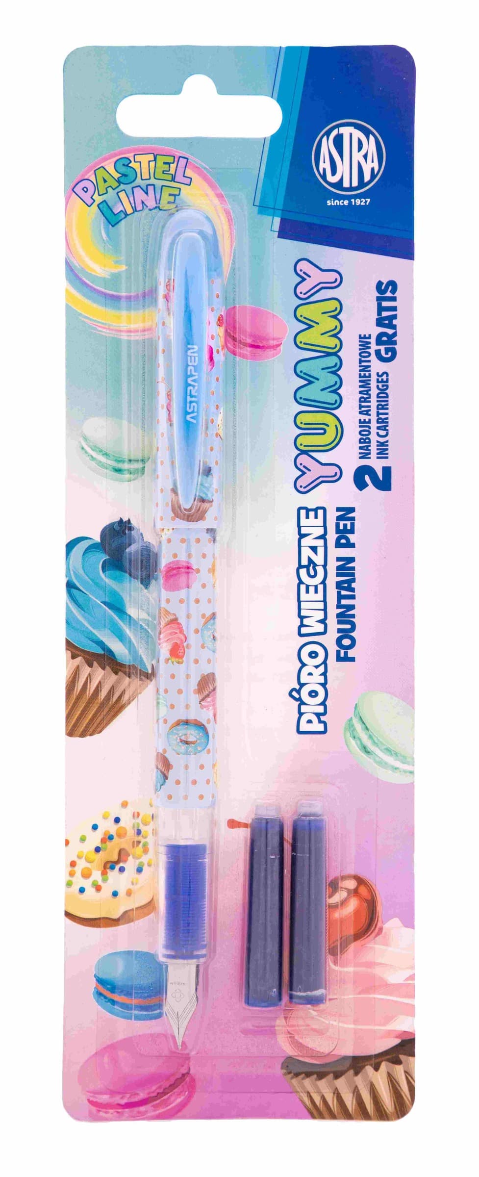 Pióro wieczne młodzieżowe Astra Pastel Line + 2 naboje atramentowe 1szt.mix