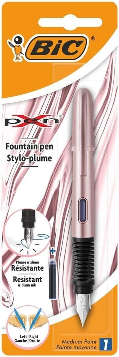 Pióro wieczne X-Pen Chrome Pink FP z niebieskim wkładem BIC