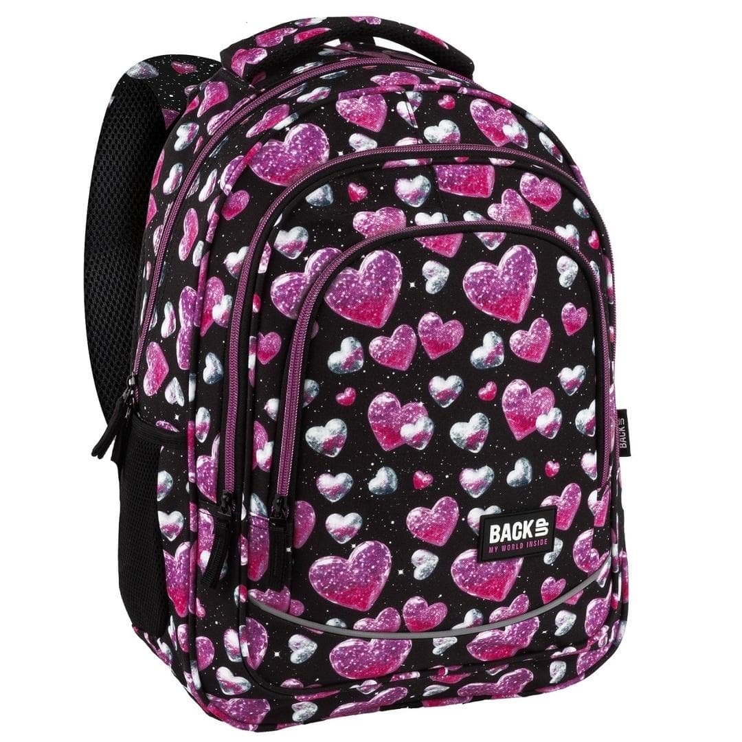 Plecak szkolny Backup 8 X32 Brokatowe Serca 26 l DERFORM