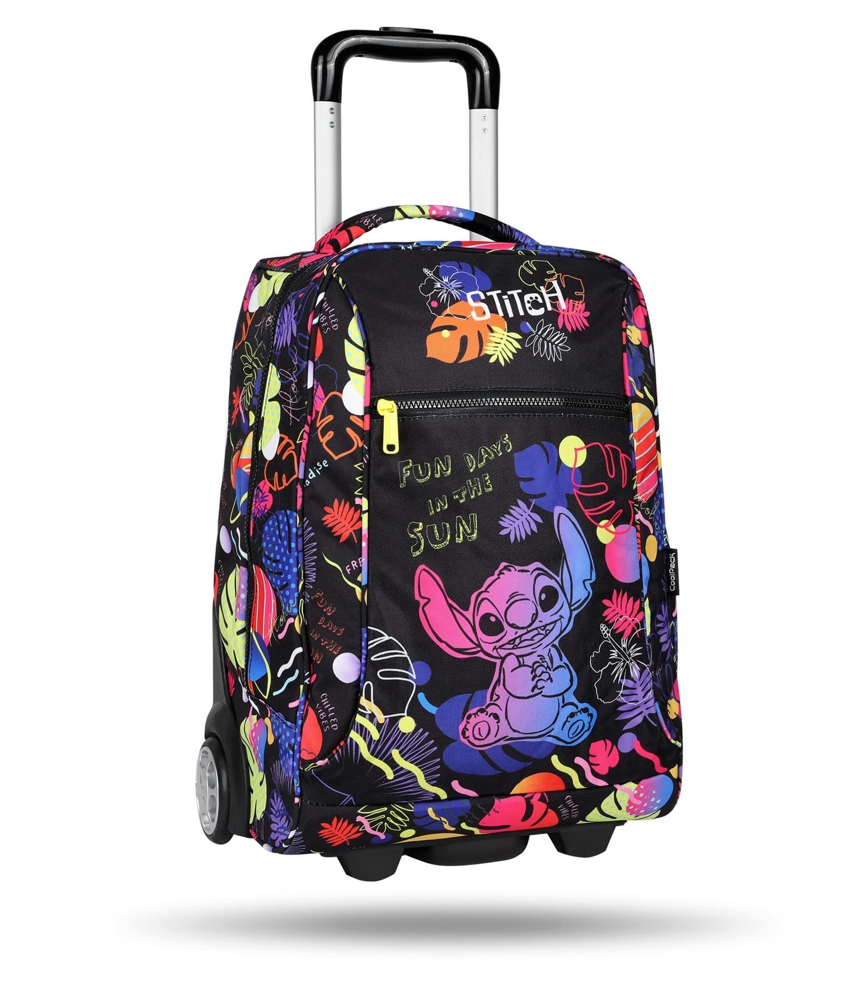 Plecak młodzieżowy Disney Black Compact Stitch na kółkach