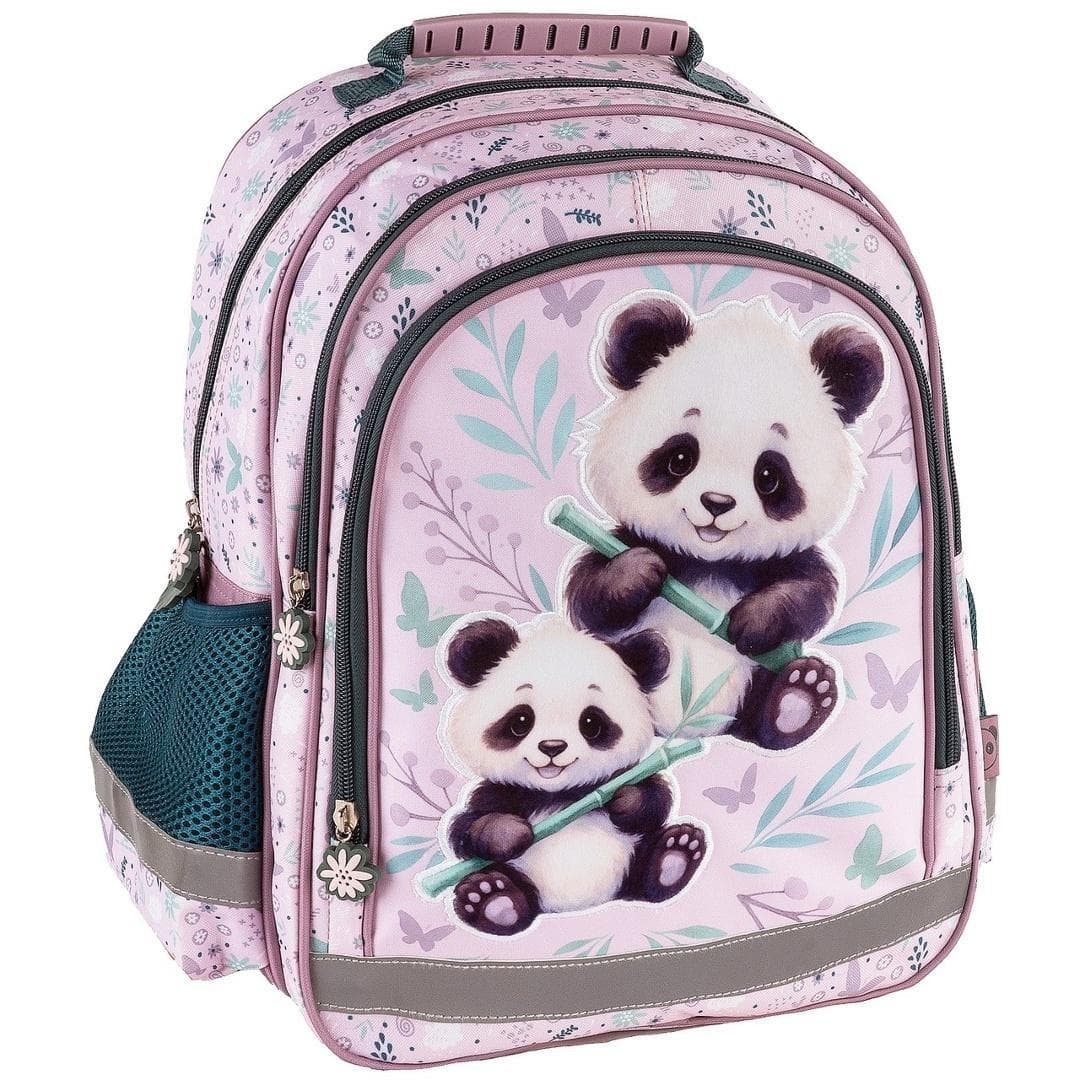 Plecak szkolny Panda DERFORM dwukomorowy 38x28x16 cm