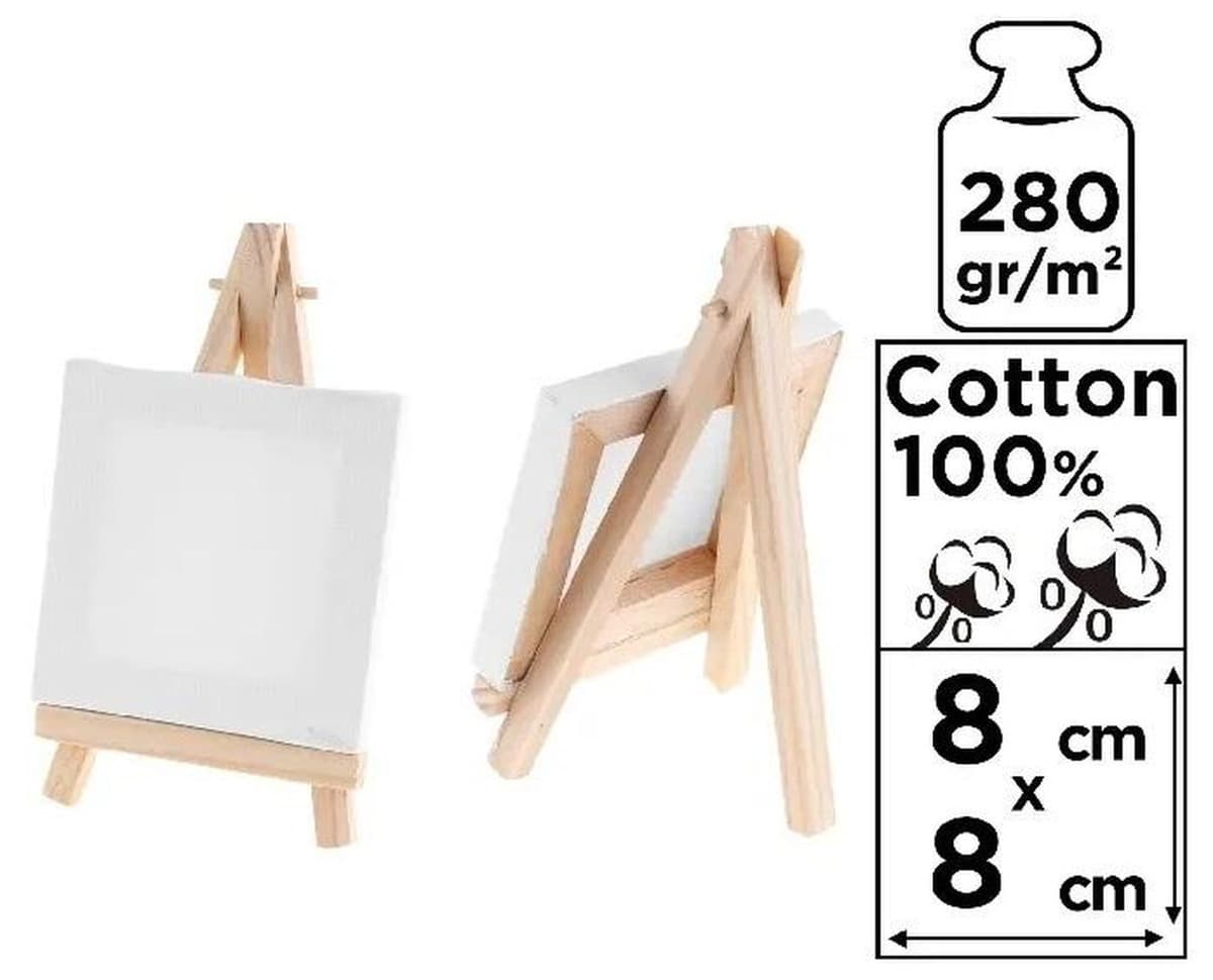 Podobrazie mini 8x8 cm 280 g/m2 ze sztalugą