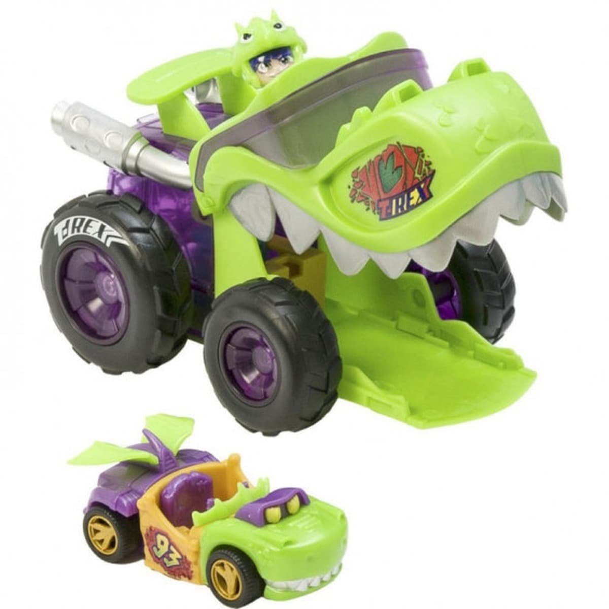 Pojazd T-Racers Mega Wheels T-Rex z pilotem