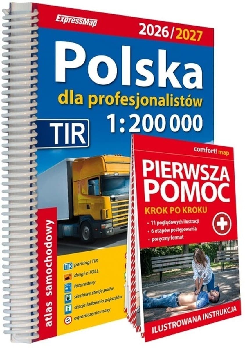Polska Atlas Samochodowy dla Profesjonalistów 1:200 000 + Pierwsza Pomoc 2025/2026