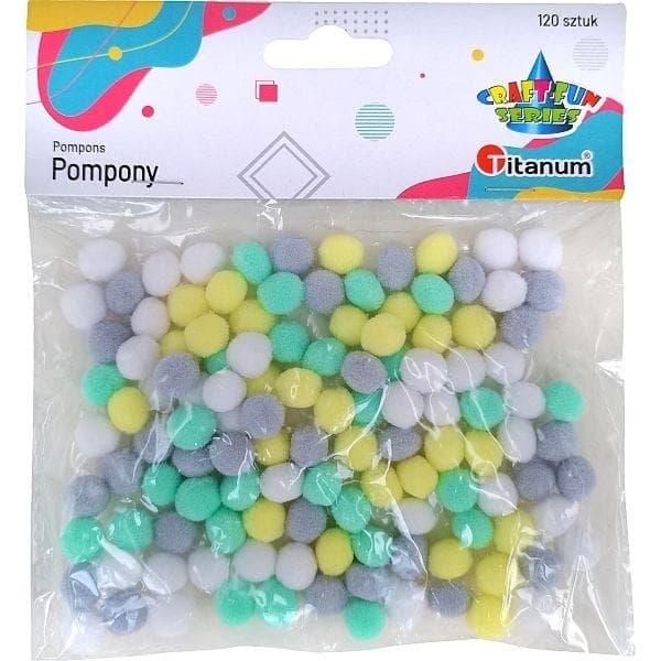 Pompony poliestrowe mix kolorów 10 mm 120 sztuk