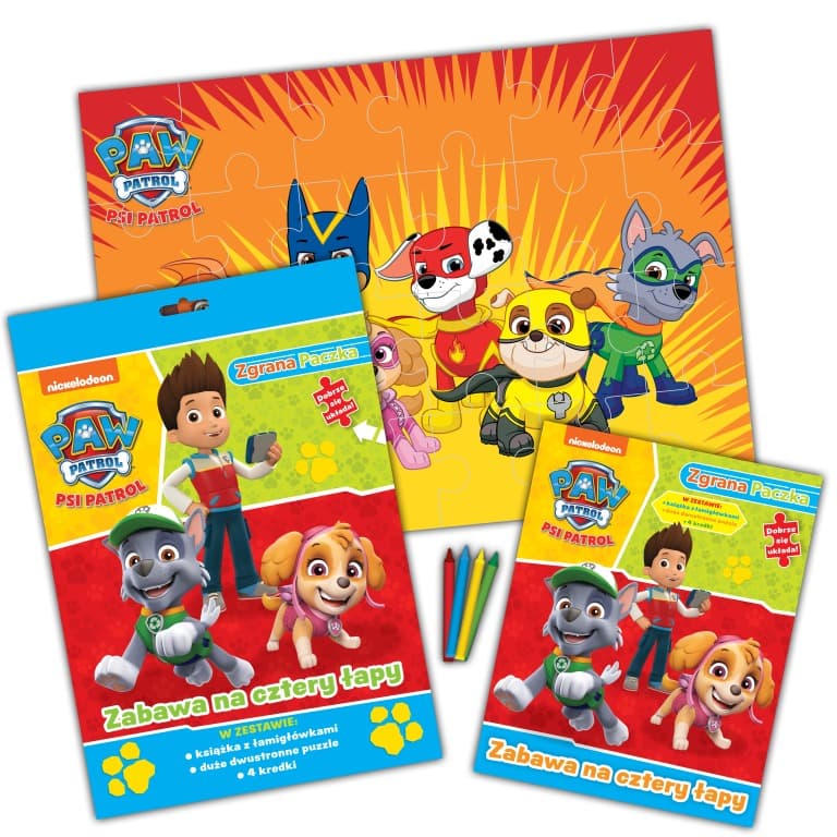 Psi Patrol - Zgrana Paczka - Książka z Puzzlami i Kredkami
