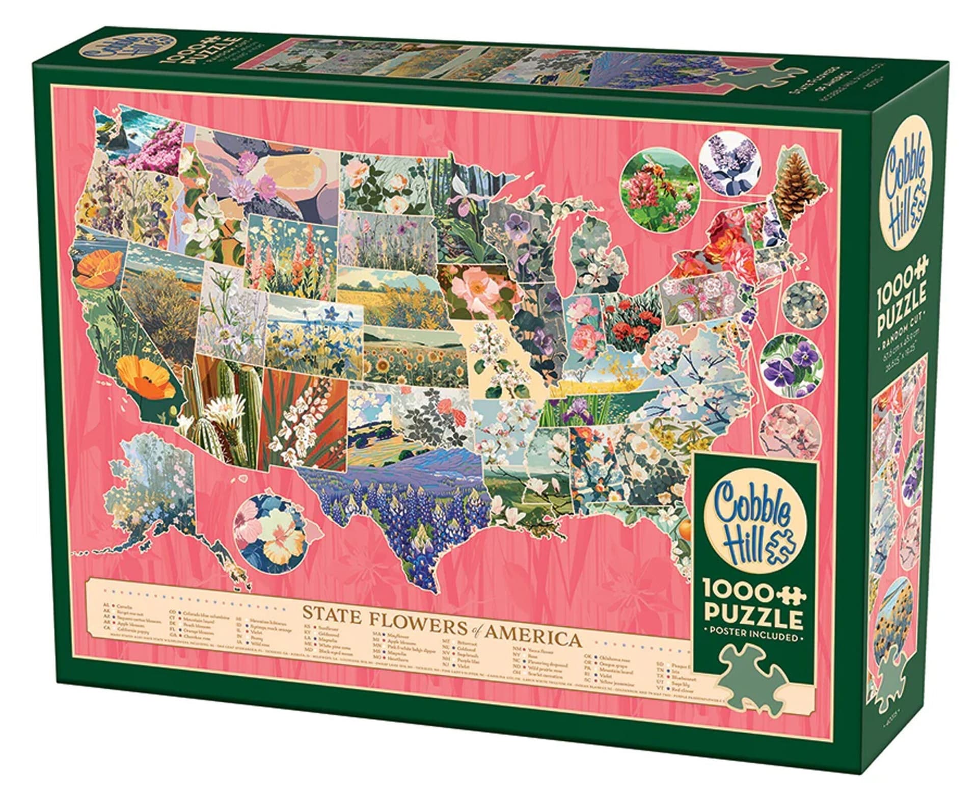 Puzzle 1000 Kwiaty symbole amerykańskich stanów 113527