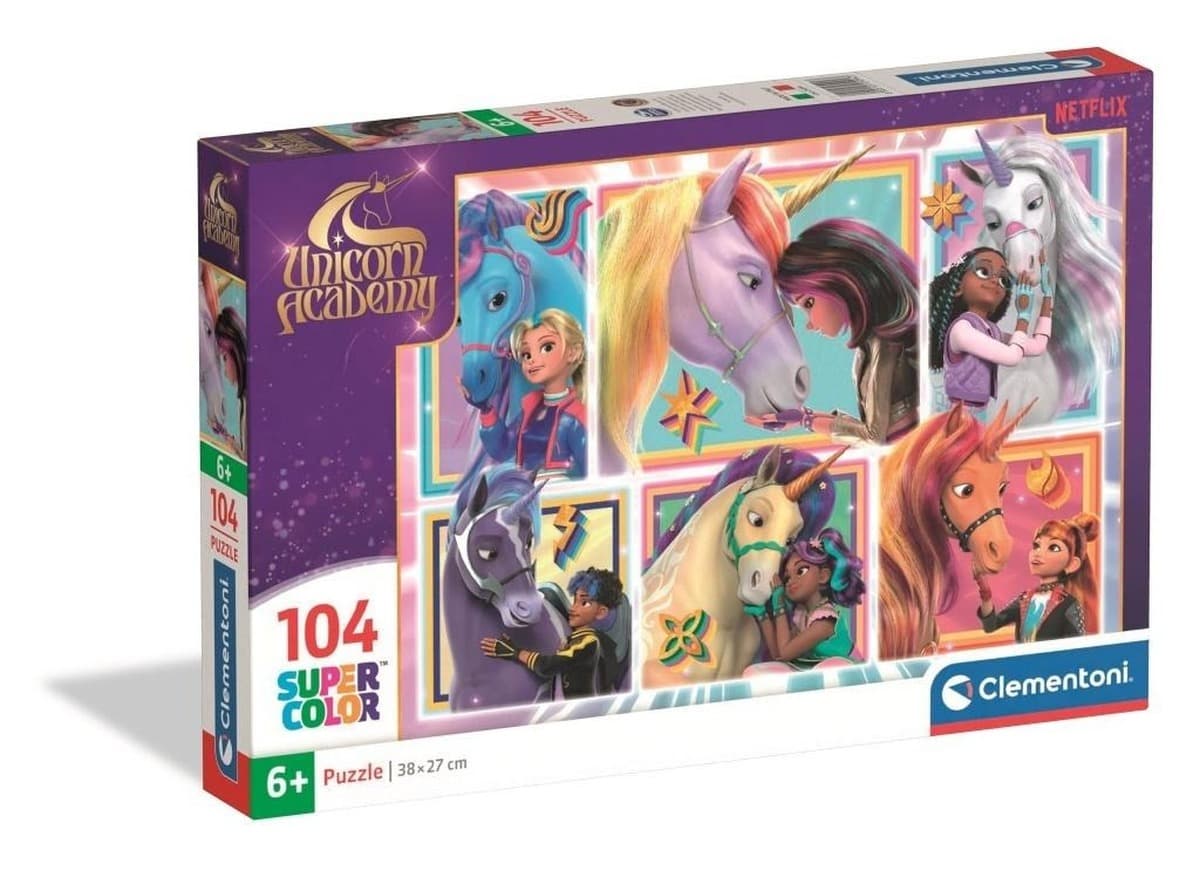 Puzzle 104 elementy Super Kolor Unicorn Academy 25094