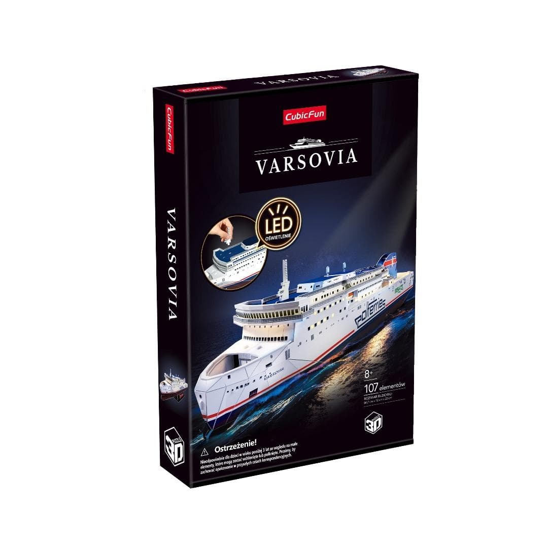 Puzzle 3D 107 elementów Prom Варшавиа z oświetleniem LED Cubic Fun