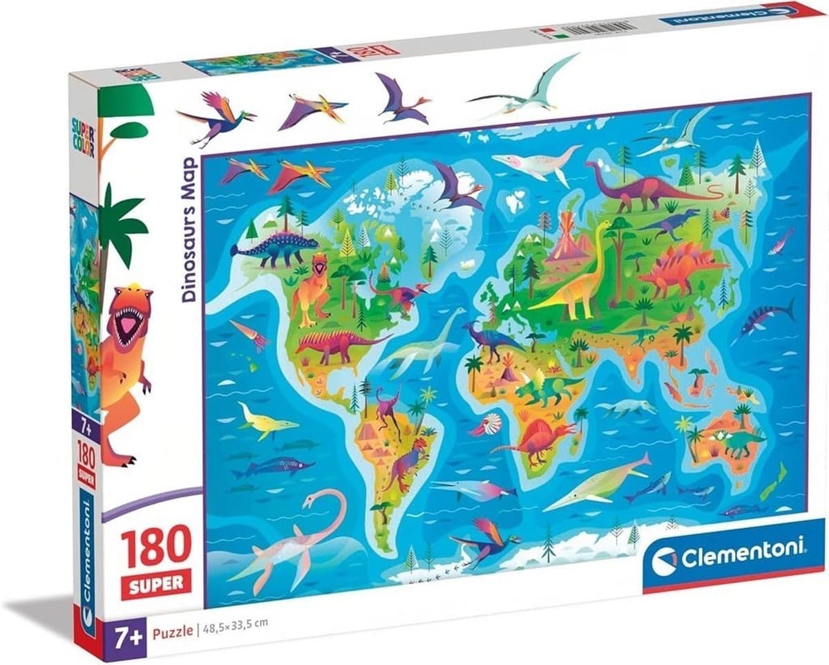 Puzzle 180 elementów Super Kolor Dinosaurs Mapa