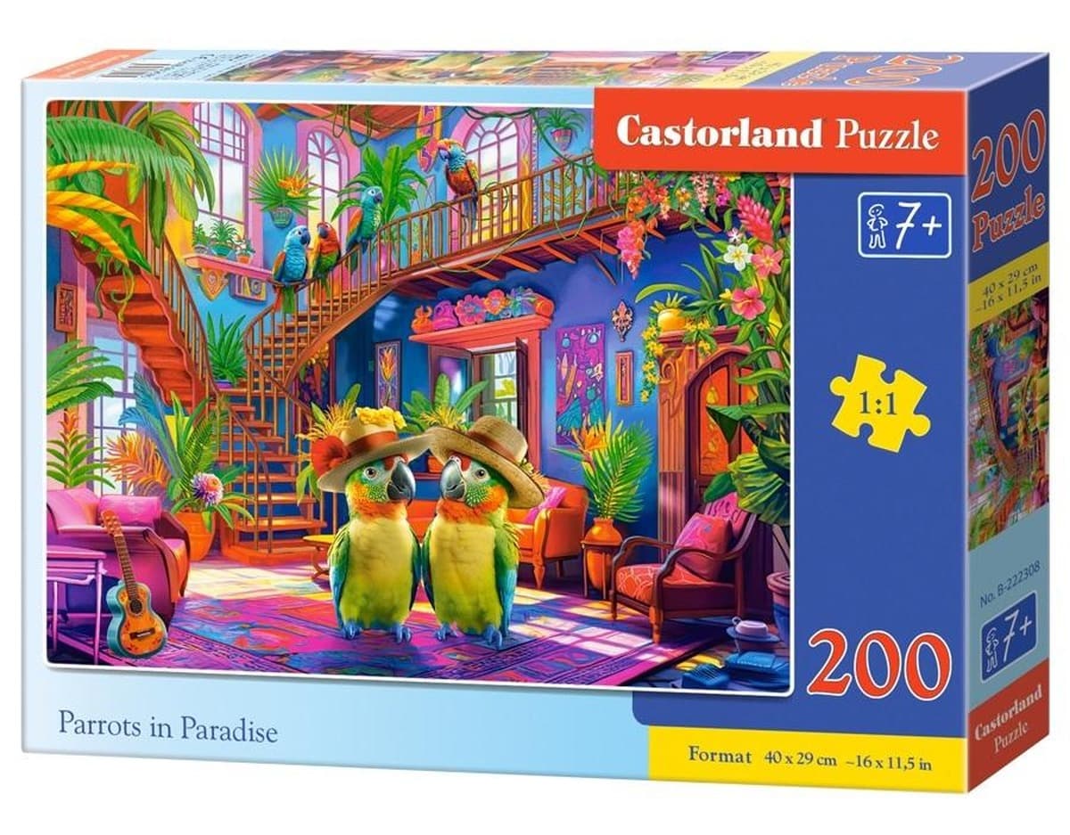 Puzzle 200 elementów Papugi w Raju Castorland