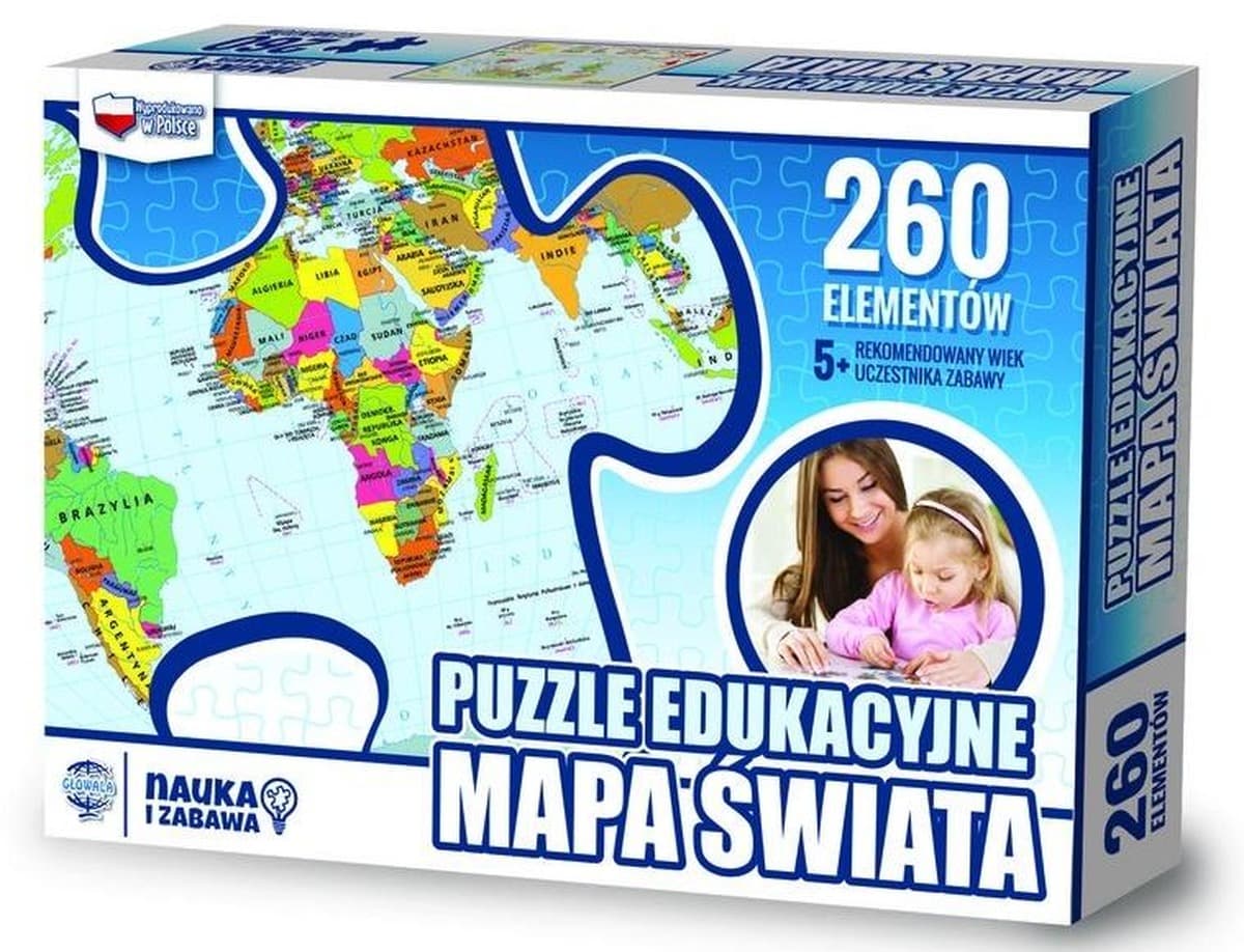 Puzzle 260 Edukacyjne mapa świata