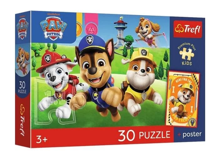 Puzzle 30 elementów Psi Patrol Psiaki w drodze + plakat Trefl