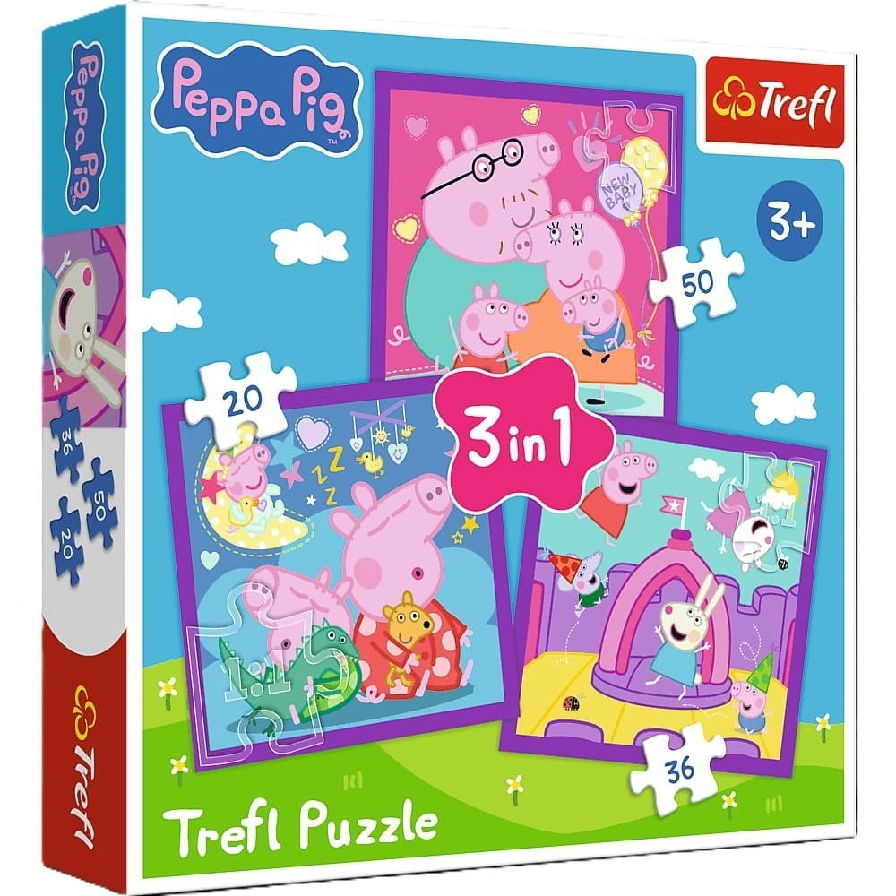 Puzzle 3w1 Świnka Peppa Zwyczaje