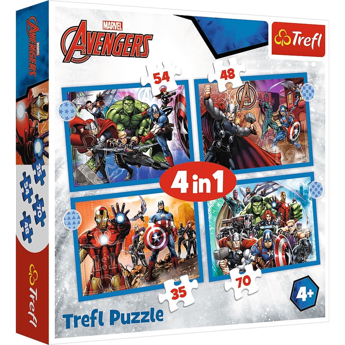 Puzzle 4w1 Odważni Avengersi 35,48,54,70 elementów Trefl